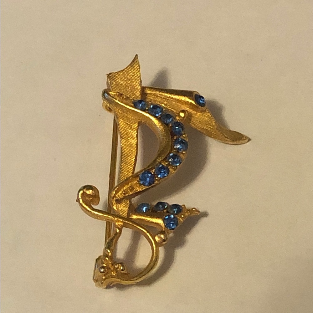 Snake Gold and Blue Brooch